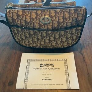 Christian Dior Brown Monogram shoulder Bag with COA